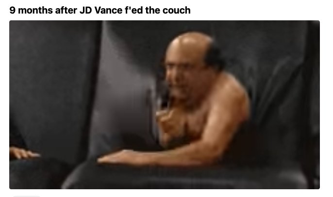 GIF from It's Always Sunny in Philadelphia showing Danny DeVito emerging from a couch.